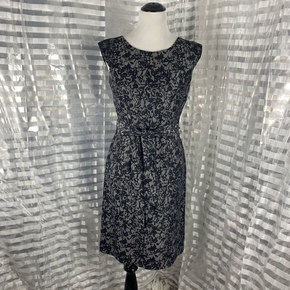 Banana Republic Gray Black Abstract Linen Blend Sheath Dress - Picture 2 of 6